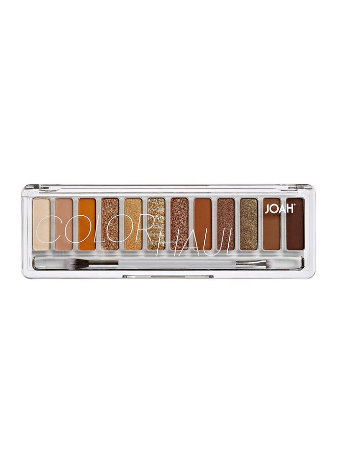 JOAH Color Haul Eyeshadow Palette Travel Size Eye Makeup Kit Matte & Shimmer Eyeshadow Korean Makeup 12 Highly Pigmented Super Bendable Gold & Bronze Colors Includes Brush Get Rich Quick  - Image 3