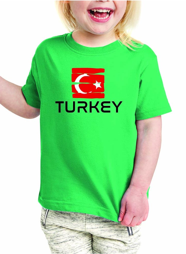 Turkey Kids Girls T-Shirt - Round Neck Short Sleeve Cotton T-Shirt - Celebrate Turkey with Your Little Explorer - Fun Turkish Design - Image 1