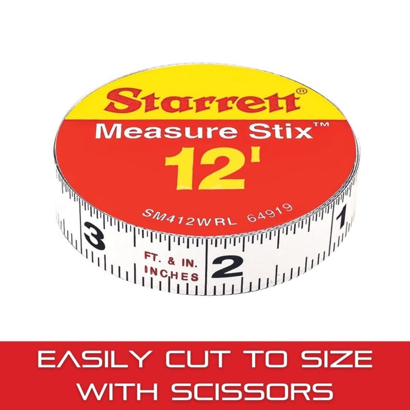Starrett Tape Measure Stix with Adhesive Backing  Mount to Work Bench Saw Table Drafting Table  12 x 12 English Metric RightLeft Reading  SM412WRL - Image 5