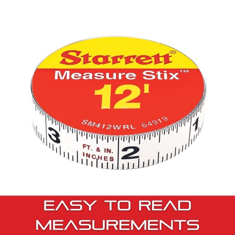 Starrett Tape Measure Stix with Adhesive Backing  Mount to Work Bench Saw Table Drafting Table  12 x 12 English Metric RightLeft Reading  SM412WRL - Image 4