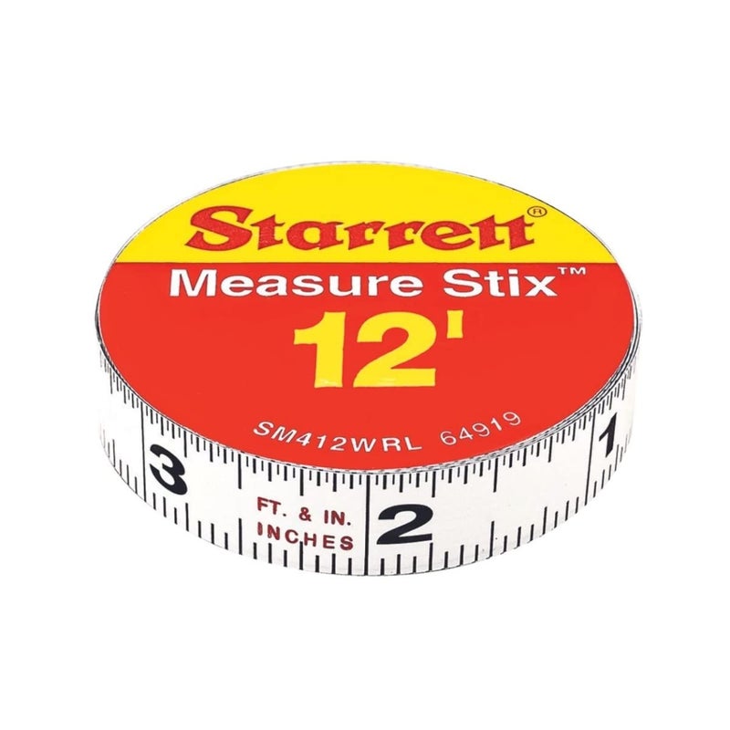 Starrett Tape Measure Stix with Adhesive Backing  Mount to Work Bench Saw Table Drafting Table  12 x 12 English Metric RightLeft Reading  SM412WRL - Image 1