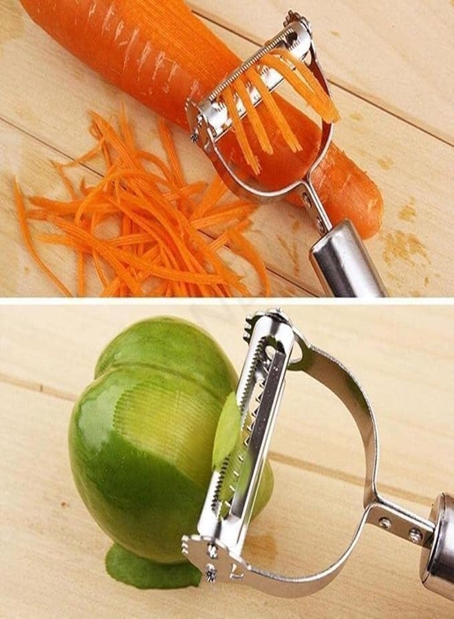 Josmimic 2 in 1 Stainless Steel Julienne Vegetable Peeler Multi-Functional Fruit & Veggie Shredder Slicer and Grater for Potatoes, Carrots, Cucumbers (Silver, 18 x 8.2 x 2.4 cm) - Image 5