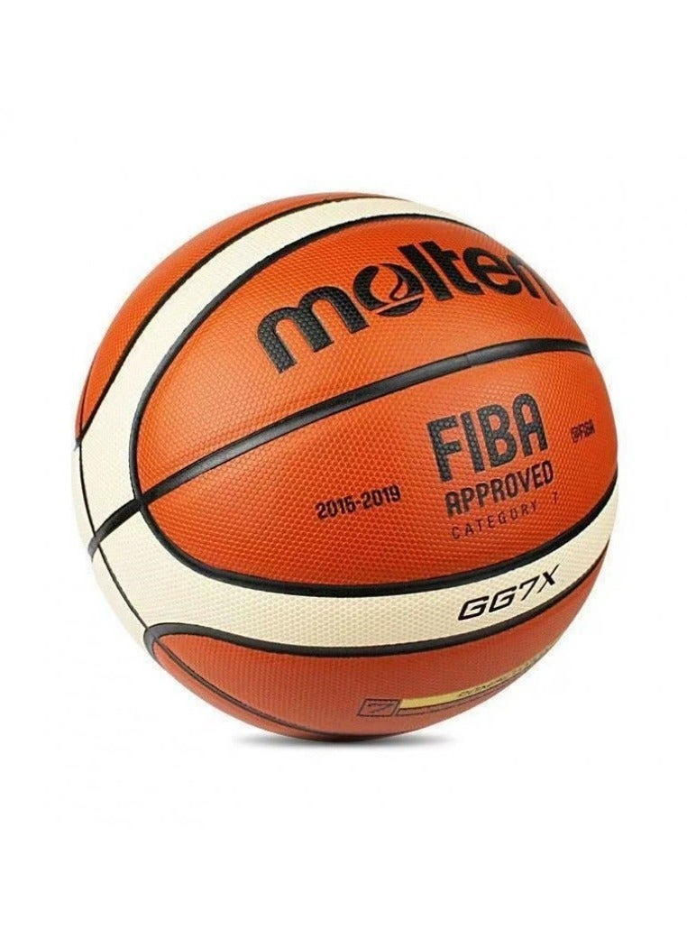 molten FIBA Approved Genuine Leather Basketball 7 (With Accessories Ball Pin Net Pump Bag)  - Image 1