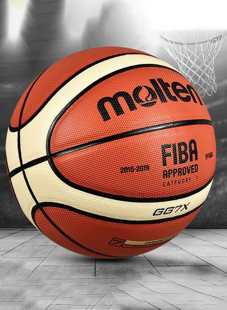 molten FIBA Approved Genuine Leather Basketball 7 (With Accessories Ball Pin Net Pump Bag)  - Image 2