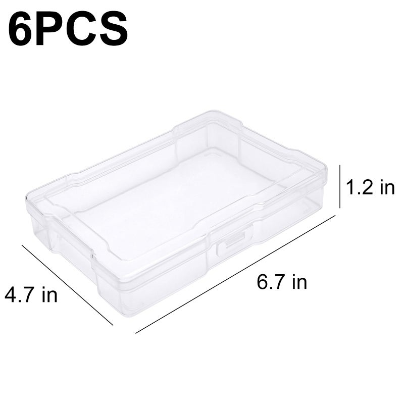 YOIYINI 6Pcs Photo Storage Containers,Photo Storage Craft Keeper,4" x 6" Photo Storage Boxes,Plastic Photo Case for Cards,Stamps,Pictures,Photos,Scrapbooking (6) - Image 2