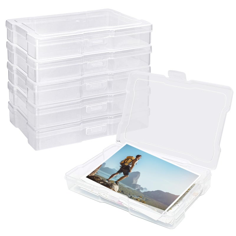 YOIYINI 6Pcs Photo Storage Containers,Photo Storage Craft Keeper,4" x 6" Photo Storage Boxes,Plastic Photo Case for Cards,Stamps,Pictures,Photos,Scrapbooking (6) - Image 1
