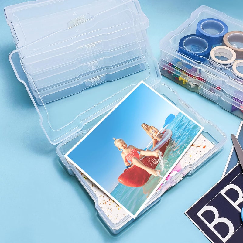 YOIYINI 6Pcs Photo Storage Containers,Photo Storage Craft Keeper,4" x 6" Photo Storage Boxes,Plastic Photo Case for Cards,Stamps,Pictures,Photos,Scrapbooking (6) - Image 4