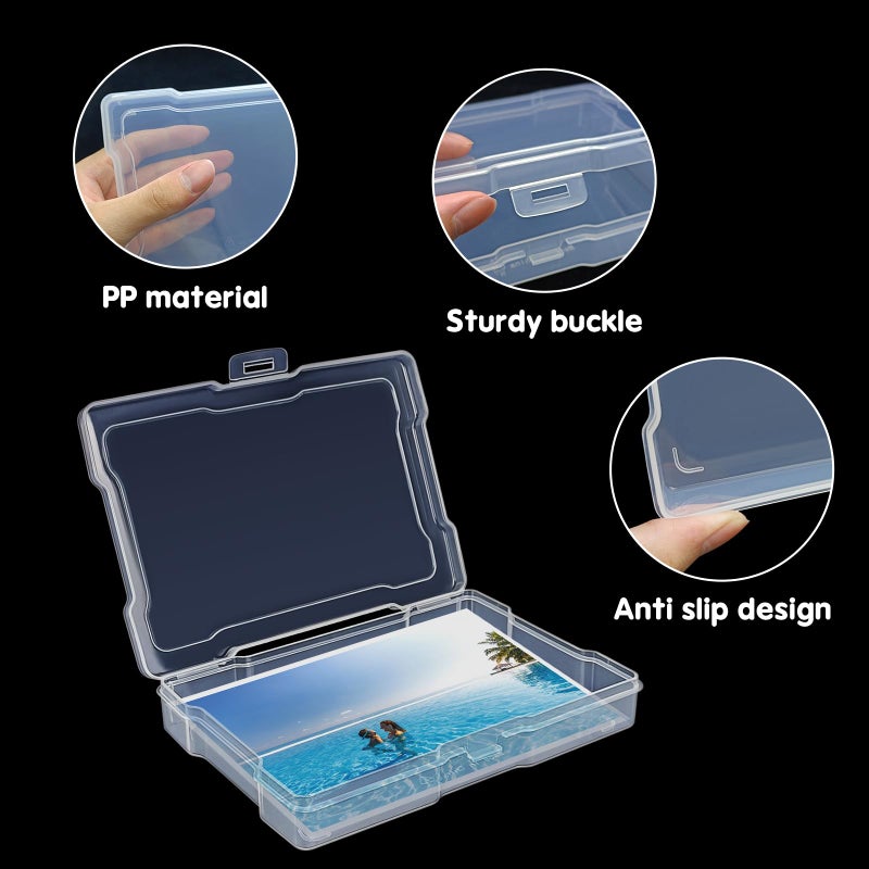YOIYINI 6Pcs Photo Storage Containers,Photo Storage Craft Keeper,4" x 6" Photo Storage Boxes,Plastic Photo Case for Cards,Stamps,Pictures,Photos,Scrapbooking (6) - Image 3