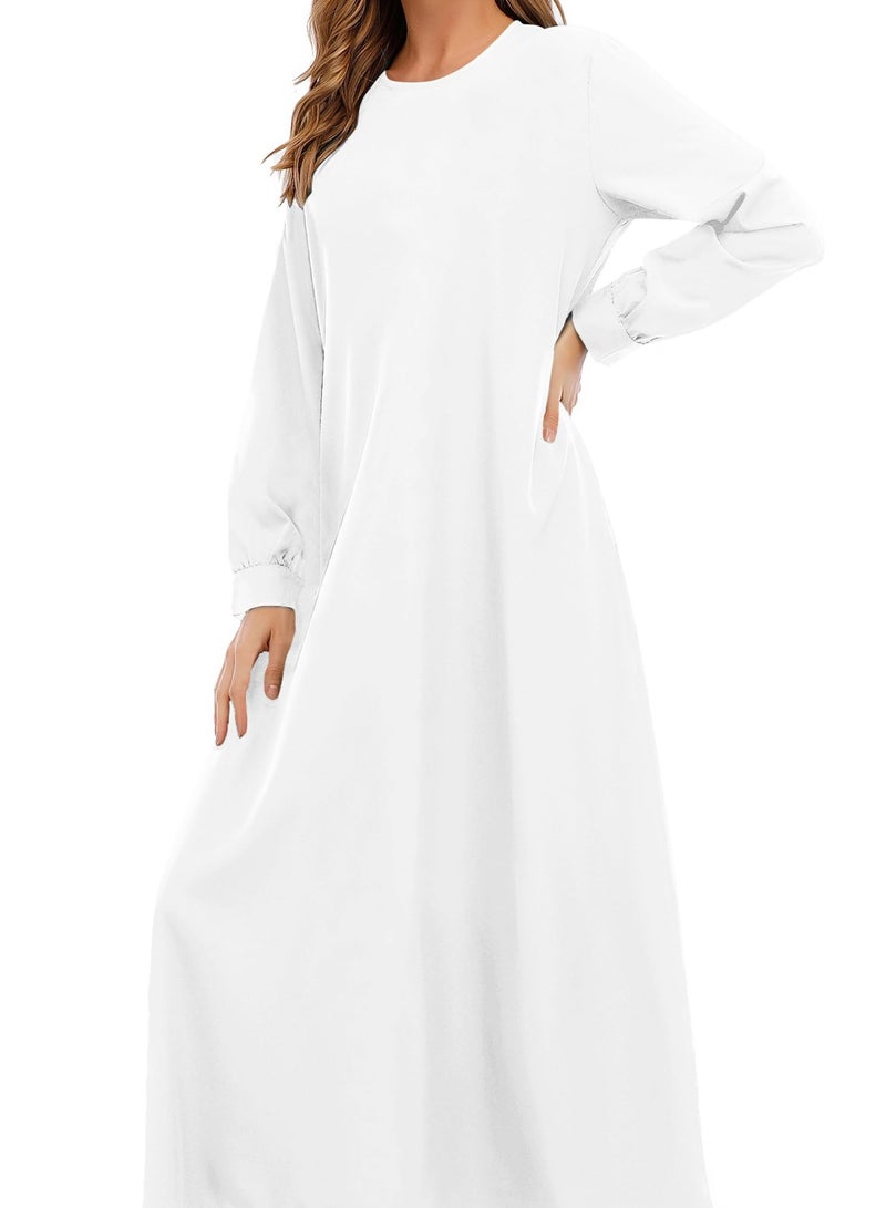 Solid Color Zipper Abaya Muslim Dresses for Women Girls Pockets Islamic Prayer Clothes - Image 2