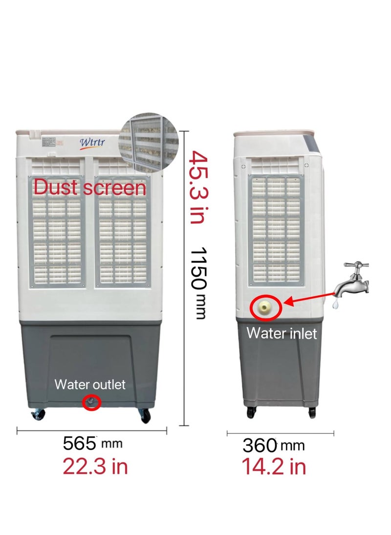Wtrtr 60L Portable Desert Air Cooler | Heavy-Duty Evaporative Cooler with Honeycomb Pads & 3-Speed Fan | Industrial Cooling for Home, Office, Garden & Outdoor Use  - Image 3