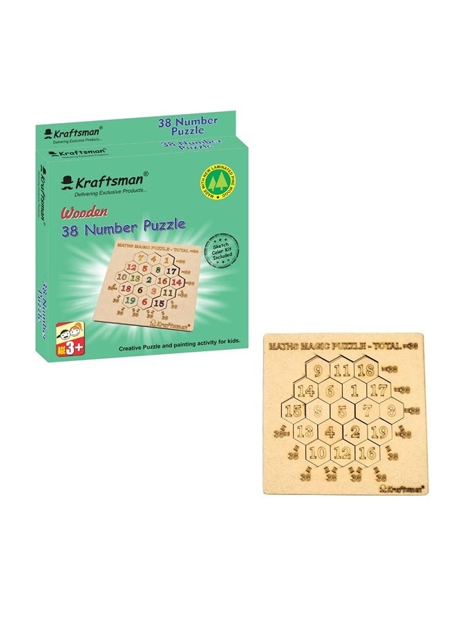 Kraftsman Kraftsman Color Your Own Puzzles 38 Magic Number Puzzle - DIY Puzzle Kit with Sketch Color Set for Creative Kids | Enhances Problem-Solving and Artistic Expression | Fun and Educational Activity  - Image 1