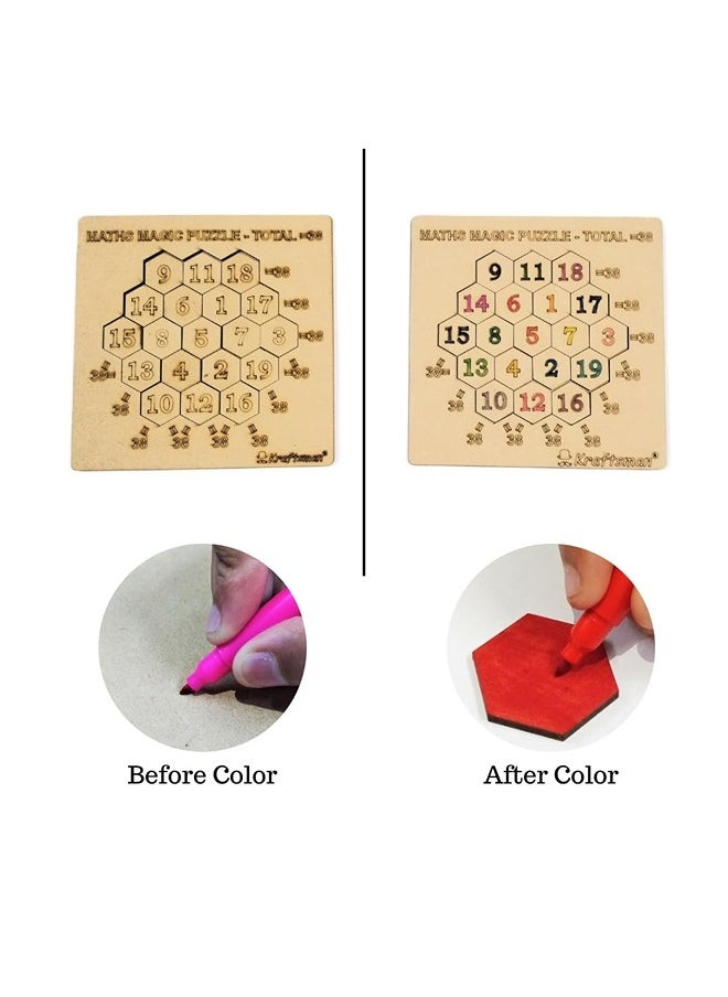 Kraftsman Kraftsman Color Your Own Puzzles 38 Magic Number Puzzle - DIY Puzzle Kit with Sketch Color Set for Creative Kids | Enhances Problem-Solving and Artistic Expression | Fun and Educational Activity  - Image 4