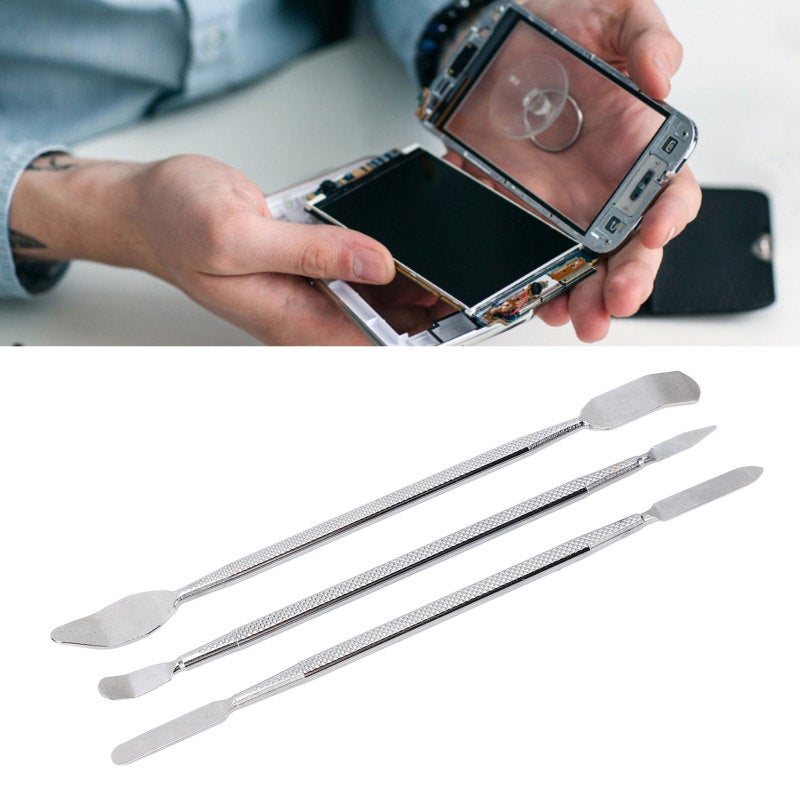 Metal Spudgers: 3Pcs Stainless Steel Double Head Small Pry Bar - Non Slip Rustproof Glossy Finish Disassembly Tool for Electronic Appliance Industrial Machinery Repair - Image 3