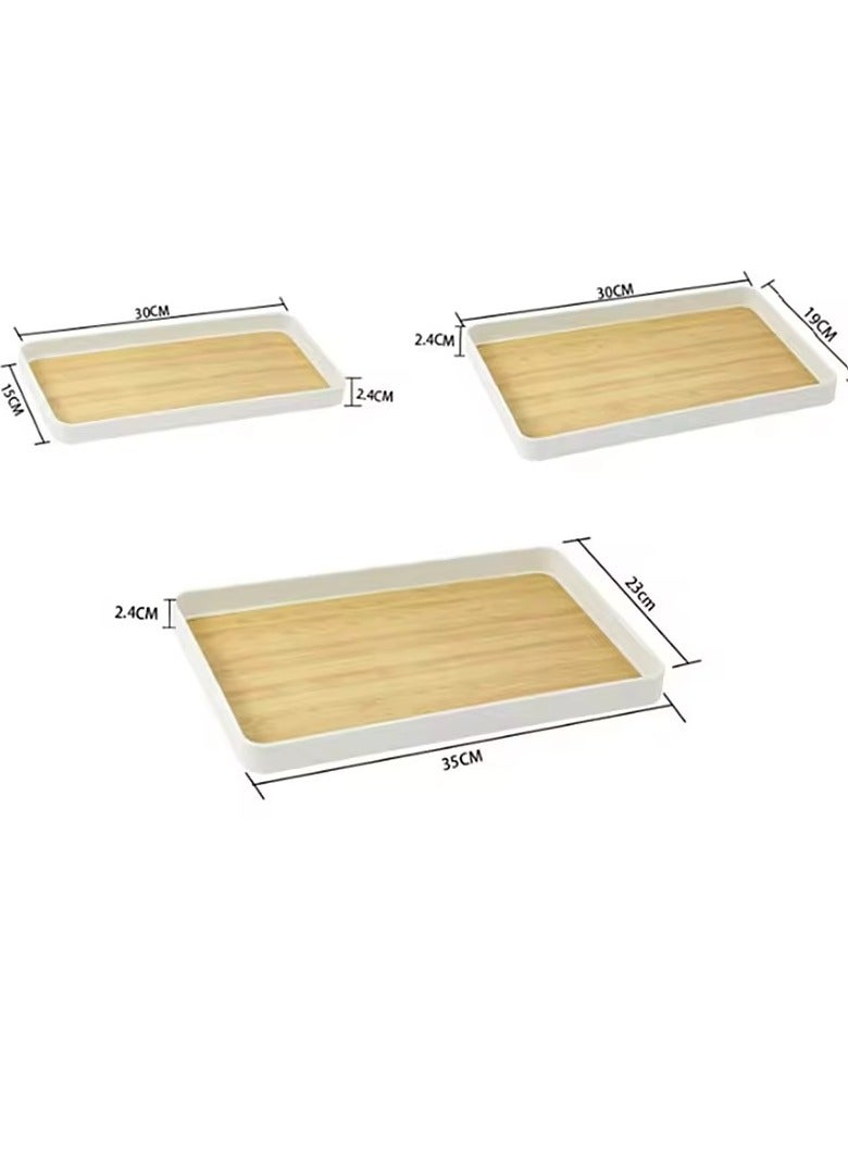 3-Piece Imitation Bamboo Pattern Trays – Tea, Coffee, Dessert, and Kitchen Storage - Image 2