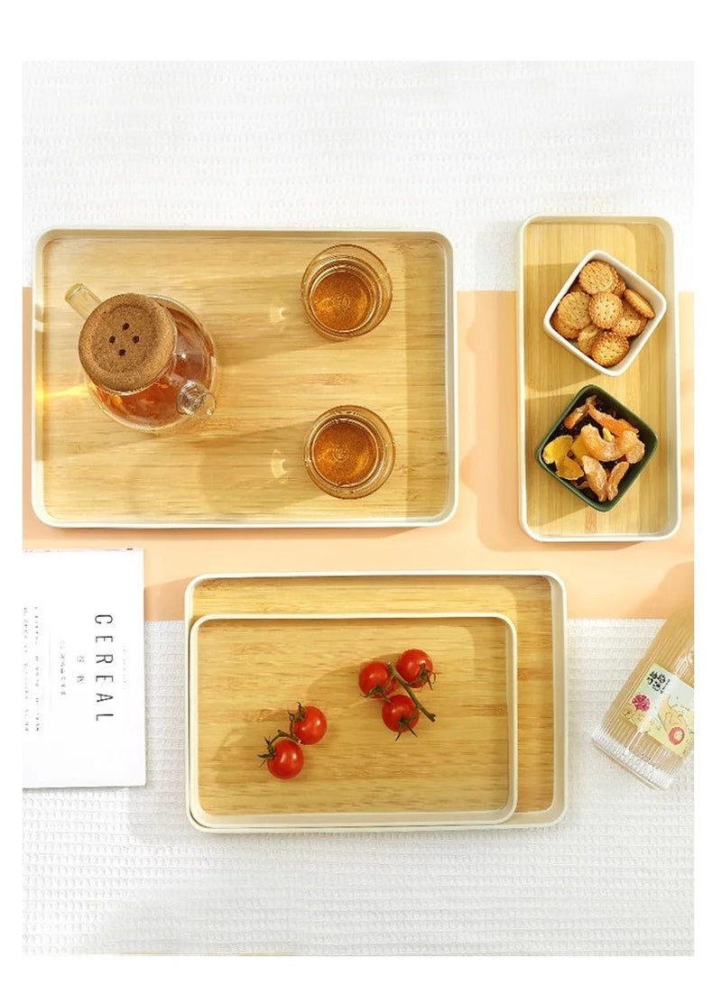 3-Piece Imitation Bamboo Pattern Trays – Tea, Coffee, Dessert, and Kitchen Storage - Image 4