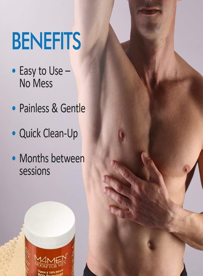 MOOM شمع إزالة الشعر العضوي MOOM للرجال مع الألوة فيرا والبابونج - شمع ناعم للبشرة الحساسة وشعر الرجال - مثالي للظهر والصدر والحواجب والجسم - 6 أونصة - Image 4