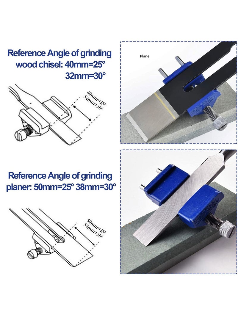 Honing Guide for Chisels, Adjustable Metal Angle Sharpener, Carbon Steel Chisel Sharpening Jig Abrasive Tool for Chisel Edge Planer Blade Sharpening (2 Pack )