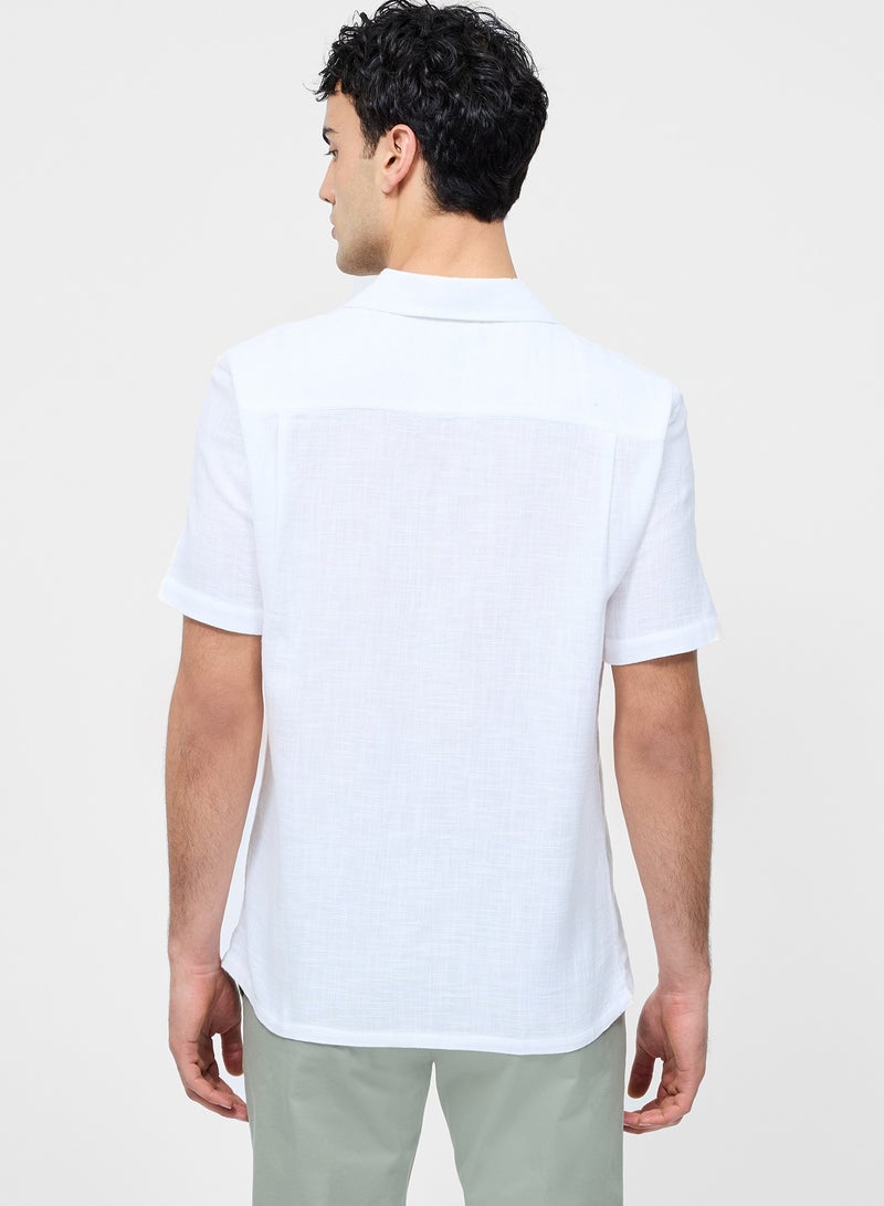 French Connection Short Sleeve Matty Weave Revere Shirt  - Image 3