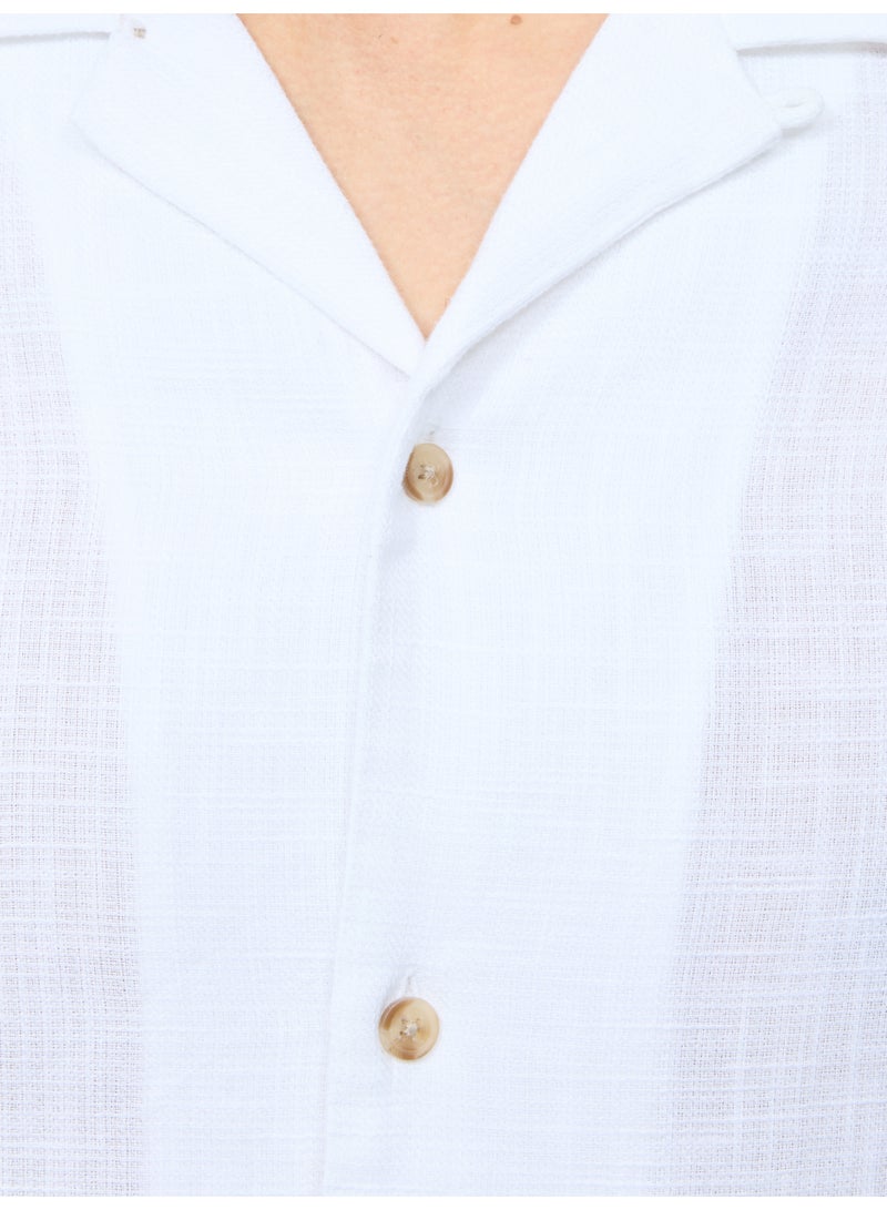 French Connection Short Sleeve Matty Weave Revere Shirt  - Image 5