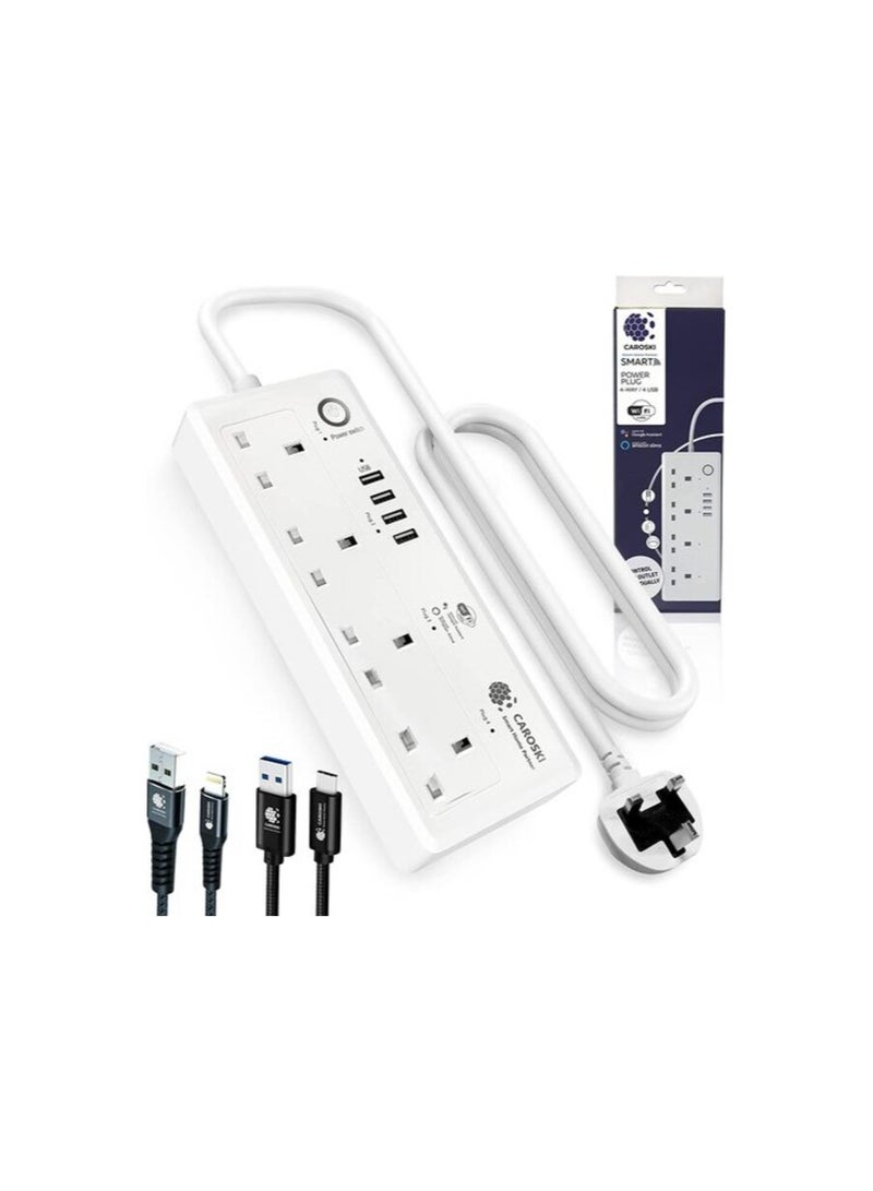 كاروسكي مشترك كهرباء ذكي واي فاي تمديد 6FT وصلات طاقة سلك حماية الجهد الزائد مقبس 4-Way 4 منافذ USB - Image 1