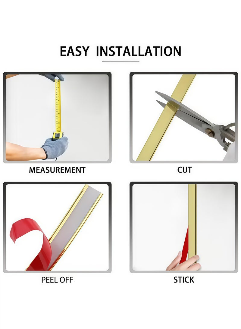 XiuWoo Art Tape,Black Wall Trim Molding Stainless Steel Wall Tape Peel and Stick Metal Trim Self Adhesive Wallpaper Strip Metalized Mirror-Like Finish for Wall Ceiling Mirror Frame Border Edge Trim(Black) - Image 5