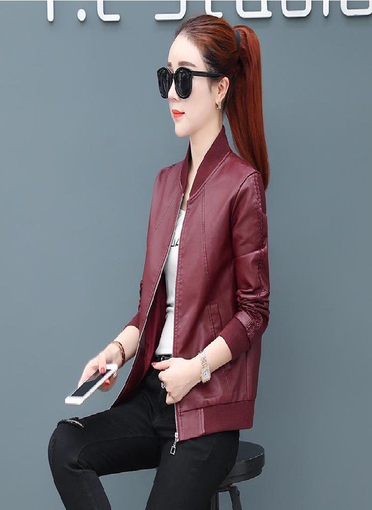 Eckek - Autumn And Winter Leather Jacket Women Pu Leather Short Jacket Large Size Women 'S Slim Casual Jacket - Image 1