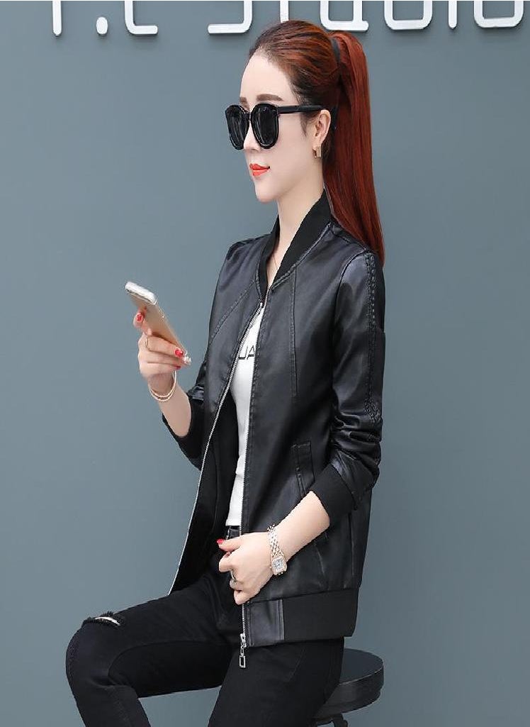 Eckek - Autumn And Winter Leather Jacket Women Pu Leather Short Jacket Large Size Women 'S Slim Casual Jacket - Image 1