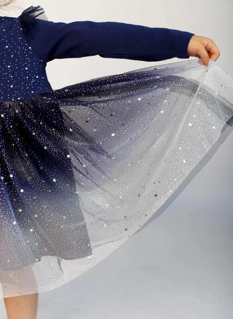 D'Daniela D' Daniela - Unicorn  with Stars Dress - Dark Blue