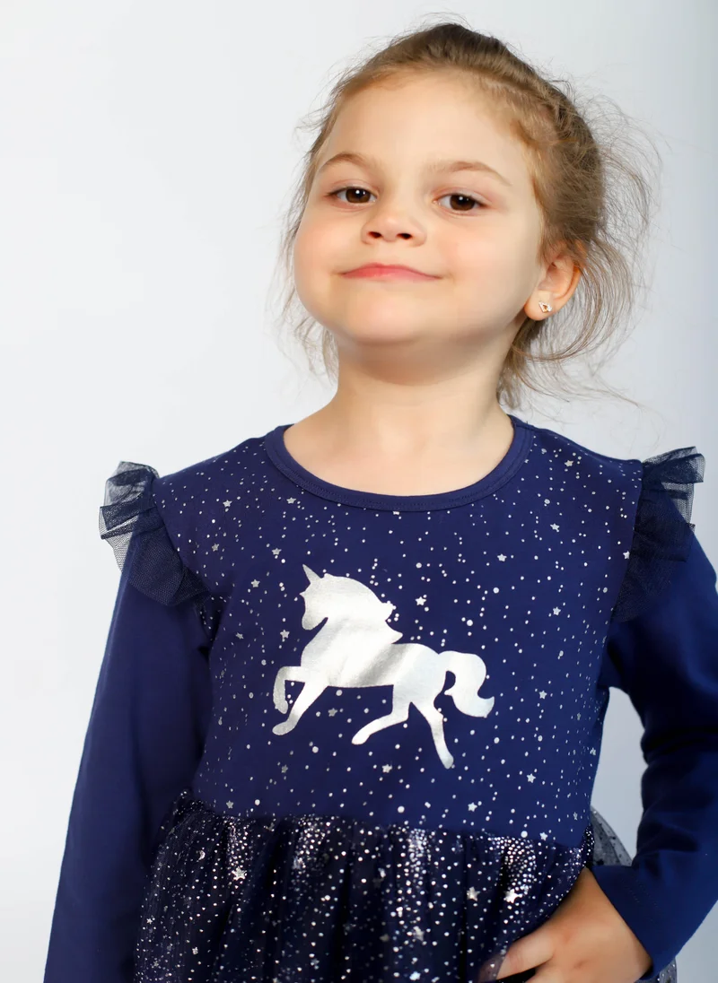D'Daniela D' Daniela - Unicorn  with Stars Dress - Dark Blue