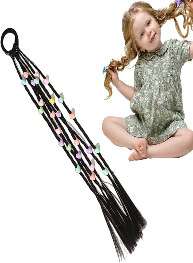El Regalo 2PCs Cute Beaded Ponytail Hair Extensions Rubber Band- Stars & Hearts Beaded Braid Hairpieces for High Ponytail for Kids/Teen Girls/Women - Image 5