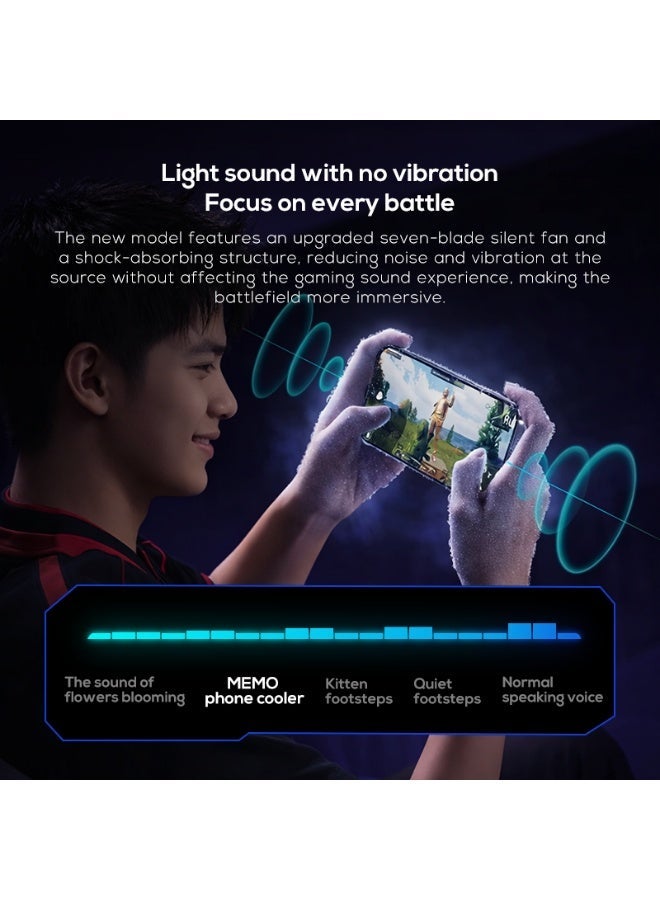 Memo Mobile Phone Cooler for Game Fan PUBG, Designed iPhone 12/13 Series, Live Streaming and Vlog, Semiconductor Heatsink Without Noise iOS Android, ipad Tablet Black - Image 5
