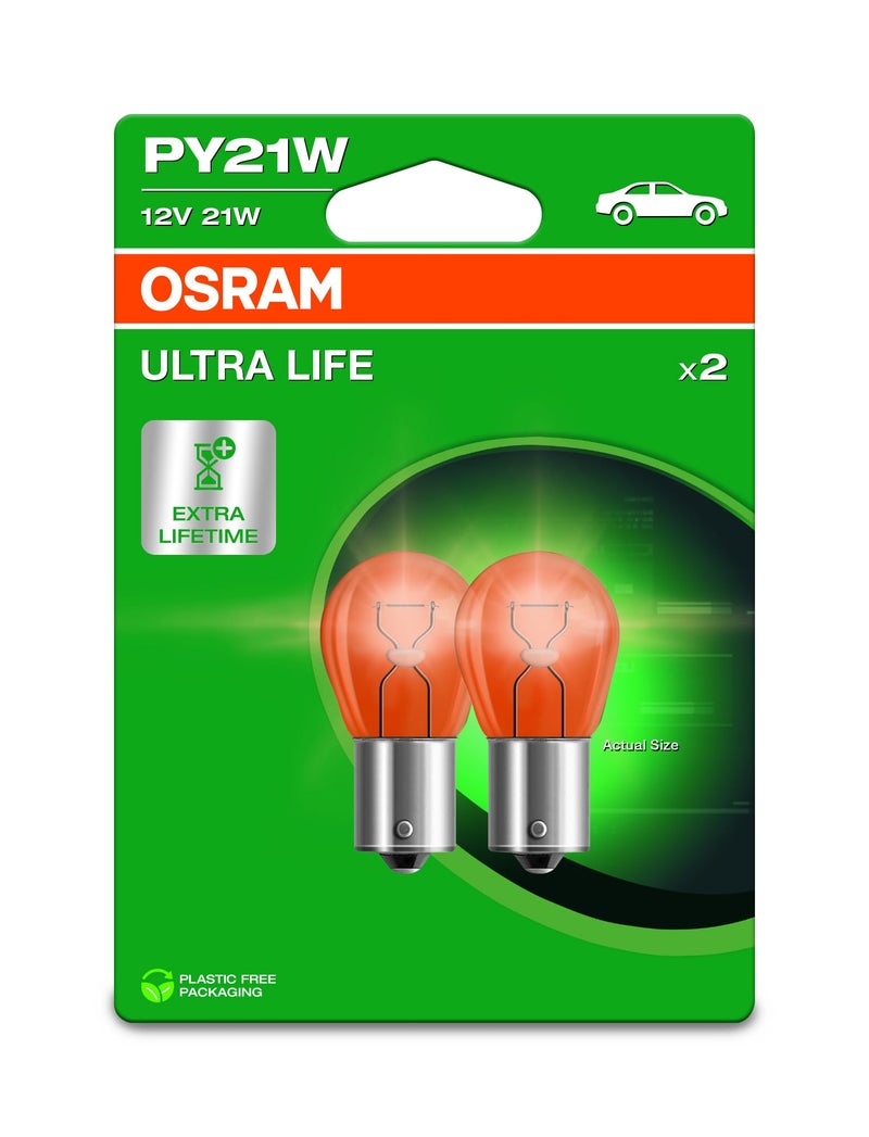 Osram OSRAM Ultra Life PY21W Double Blister Pack of 2 Bulbs  - Image 2