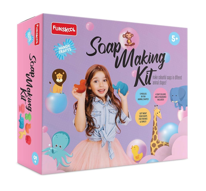 Funskool طقم صنع الصابون من هانديكرافتس، 6 أشكال مختلفة، طقم DIY، مجموعة فنون وحرف للأطفال، نشاط تعليمي ممتع وجذاب للأطفال، متعدد الألوان، مجموعة هدايا للأطفال، العمر 5+ سنوات - Image 1
