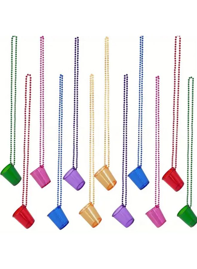 Fun Beaded Shot Glass Necklace Random Color Drinking Game Party Accessory - Image 1