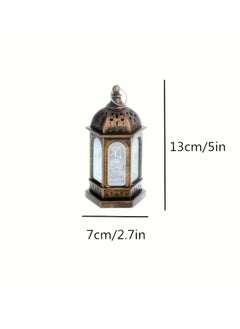 Home Care 1pc WINTOGETHER Vintage LED Lantern - Moroccan Style Table Lamp with Crescent Moon & Star Design, Battery-Operated, Includes Candle Light & Birdcage Decorations, Perfect for Home Ambiance & Festive Decor Assorted Color And Design 7X13 cm  - Image 3