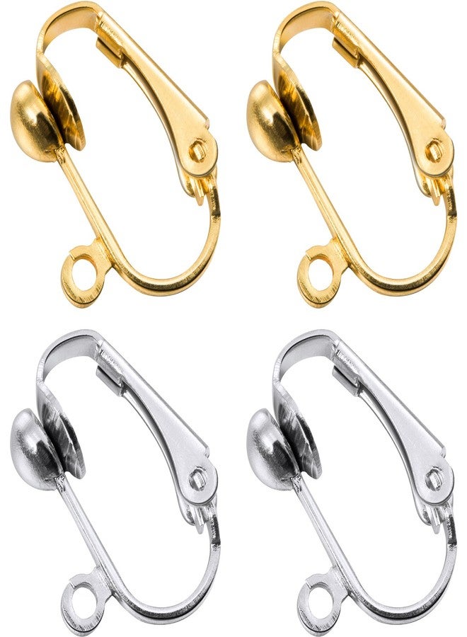 Bememo 36 Pack Clip-on Earring Converter with Easy Open Loop for DIY Earring and Turn any Studs or Pierced into Clip on (Gold and Silver), 1.7 cm L x 1 cm W, Silver Brass - Image 1