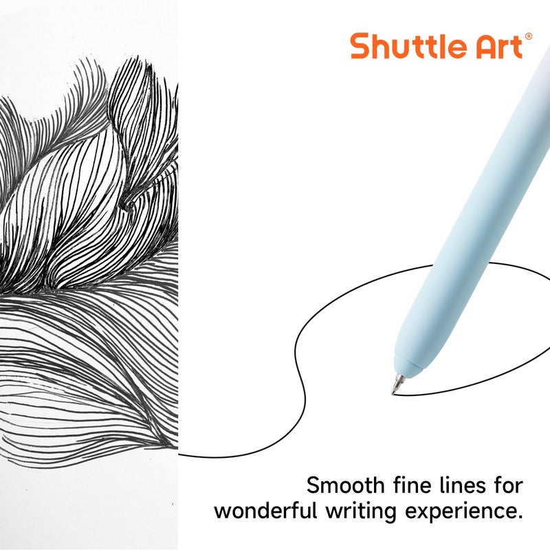 Shuttle Art Retractable Pastel Shifting Gel Ink Pens, 15 Pack Black Ink Pens, Cute Pens 0.5mm Fine Point Soft Aesthetic Barrel for Smooth Writing Journaling Taking Notes School Office Home - Image 3