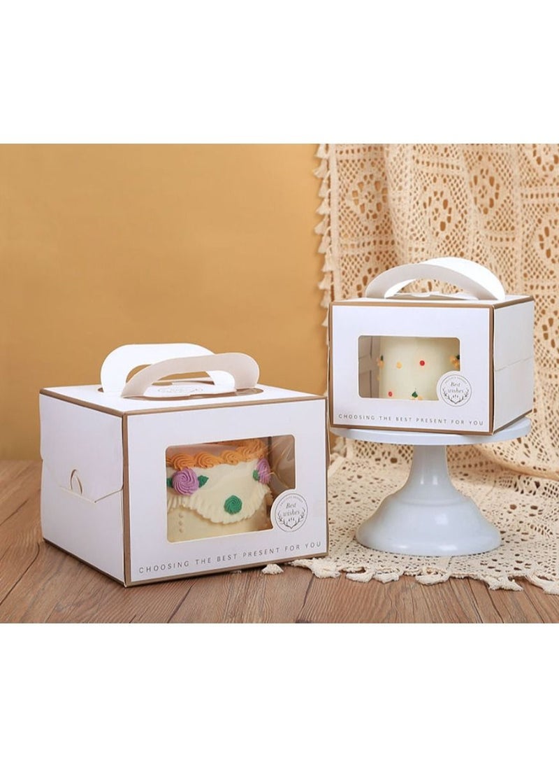 5 Pack 8x8x6 Inch Cake Boxes with Window, Cake Board for Cakes, Pies, Pastries, and Cake Decorating - Sturdy White Bakery Boxes with Clear Window for Easy Transport and Storage