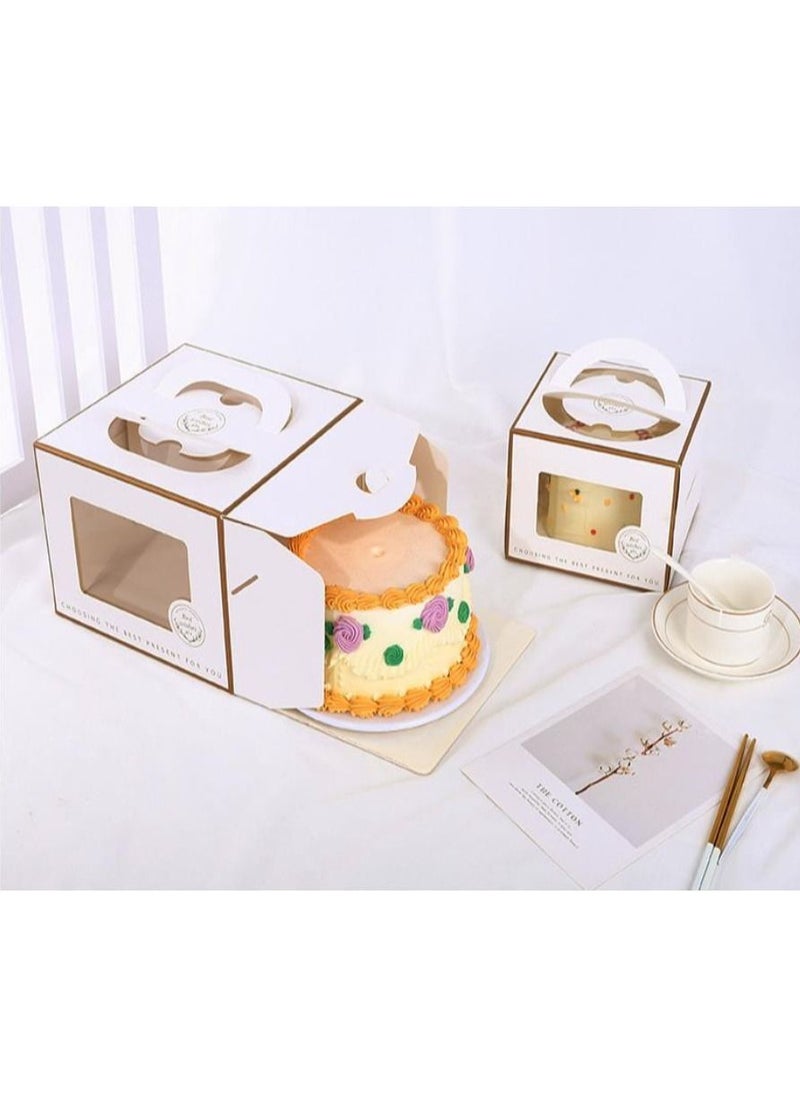 5 Pack 8x8x6 Inch Cake Boxes with Window, Cake Board for Cakes, Pies, Pastries, and Cake Decorating - Sturdy White Bakery Boxes with Clear Window for Easy Transport and Storage