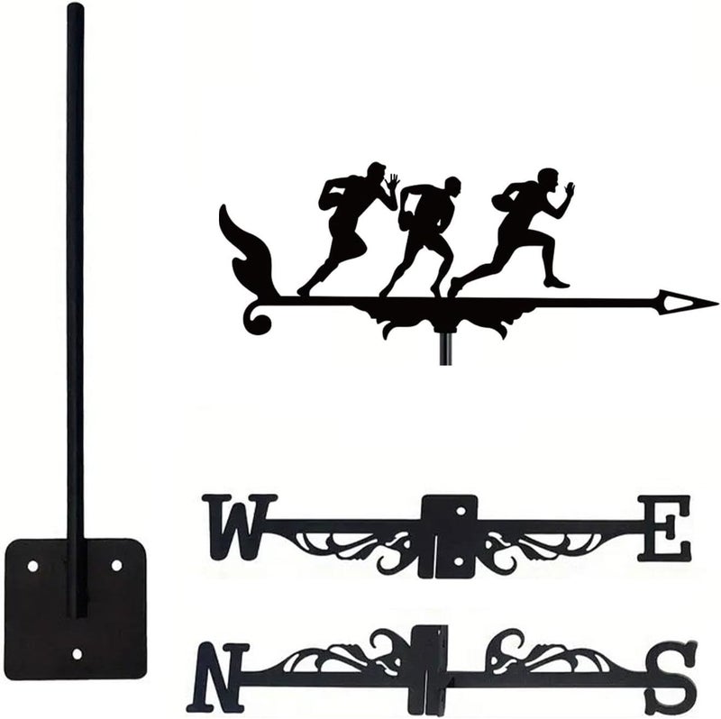 Metal Wind Vane,Wind Direction Indicator Garden Decoration Sports Lover Gift Vane Wind Measuring Tool for Fence, with 3 Man - Image 3