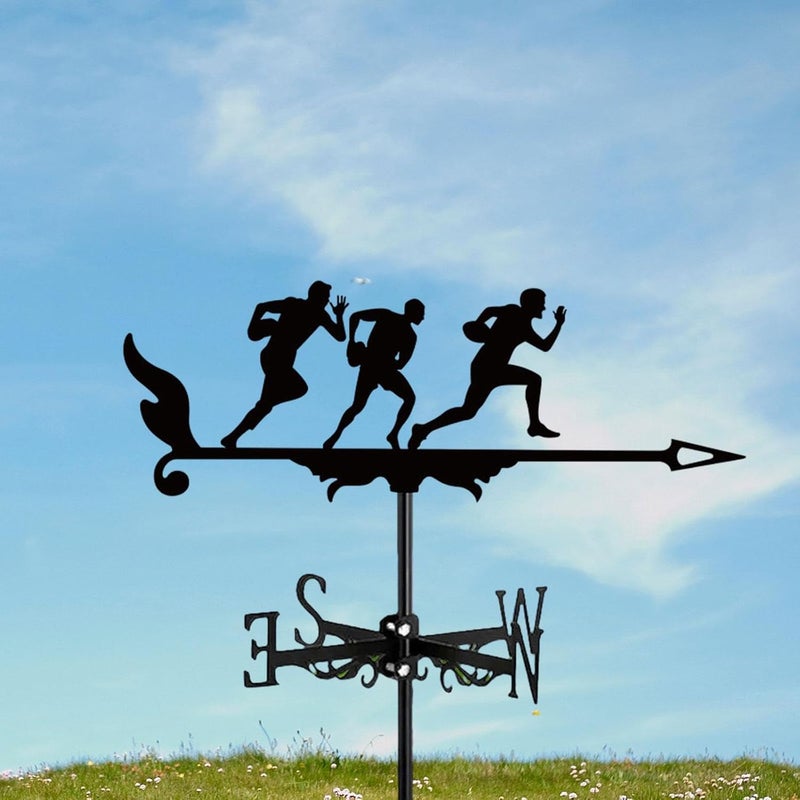 Metal Wind Vane,Wind Direction Indicator Garden Decoration Sports Lover Gift Vane Wind Measuring Tool for Fence, with 3 Man - Image 5