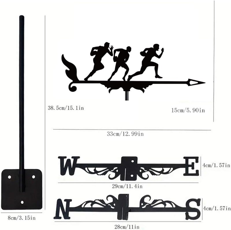 Metal Wind Vane,Wind Direction Indicator Garden Decoration Sports Lover Gift Vane Wind Measuring Tool for Fence, with 3 Man - Image 4