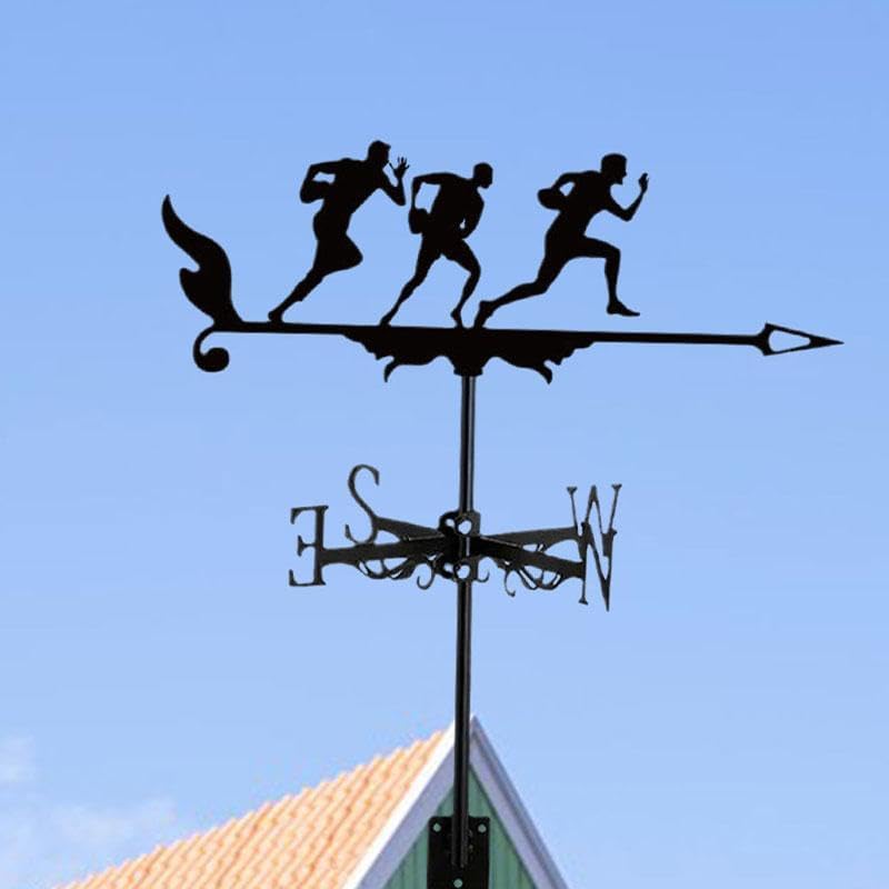 Metal Wind Vane,Wind Direction Indicator Garden Decoration Sports Lover Gift Vane Wind Measuring Tool for Fence, with 3 Man - Image 2