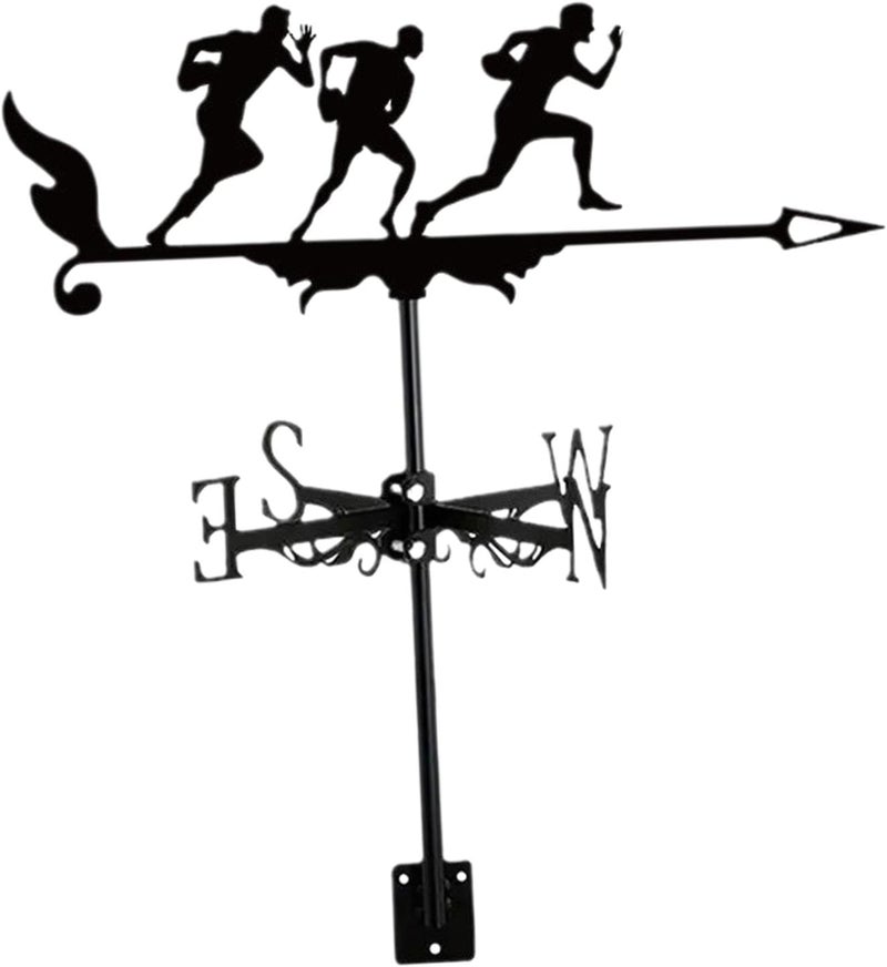 Metal Wind Vane,Wind Direction Indicator Garden Decoration Sports Lover Gift Vane Wind Measuring Tool for Fence, with 3 Man - Image 1