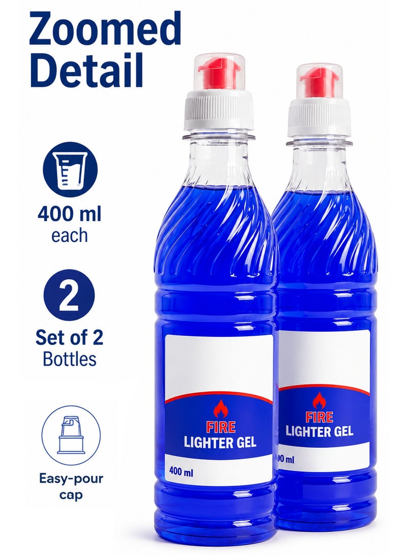 Barbecue Lighter Gel 400ml, Pack of 2, Odourless & Smokeless Fire Starter Gel for BBQ, Charcoal, Grills, Firewood, Campfires & Outdoor Cooking - Image 2