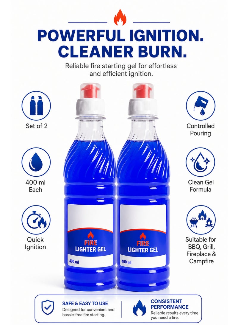 Barbecue Lighter Gel 400ml, Pack of 2, Odourless & Smokeless Fire Starter Gel for BBQ, Charcoal, Grills, Firewood, Campfires & Outdoor Cooking - Image 3