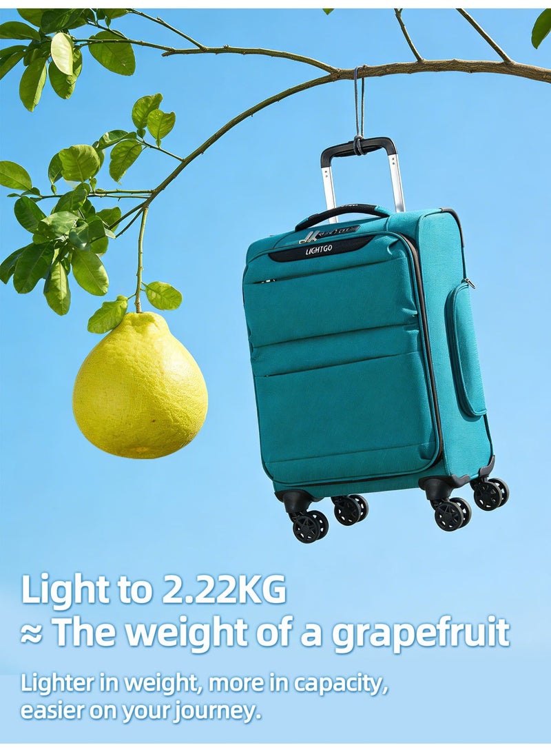 LIGHTGO 6947 middle size Suitcase check in Suitcase soft spinner luggage 24inch with TSA lock waterproof zipper travel case Turquoise color ultra-light case with half expandable - Image 1