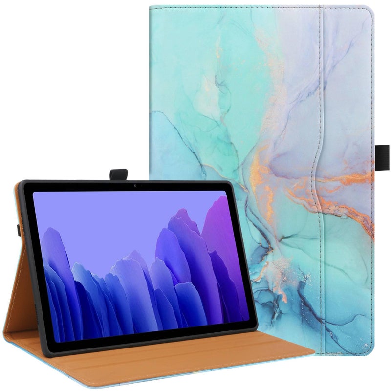حافظة سامسونج تاب متوافقة مع Samsung Galaxy Tab A7 باللون أخضر مع غطاء حماية ووظيفة حامل وحمل يومي للتابلت بوظيفة حامل باللون الأخضر Samsung Tab - Image 1