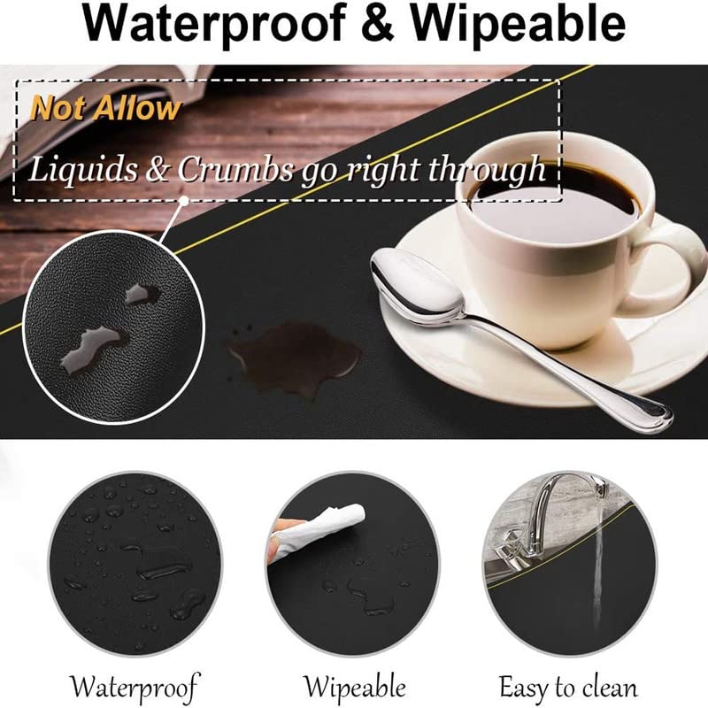 Palshiv Leather Placemats Set of 2 Waterproof Wipeable Washable Indoor Placemats for Dining Table Home Kitchen Dinner Elegant Rectangle Placemats Easy Clean Table Mats Size 45x30 cm - Image 5