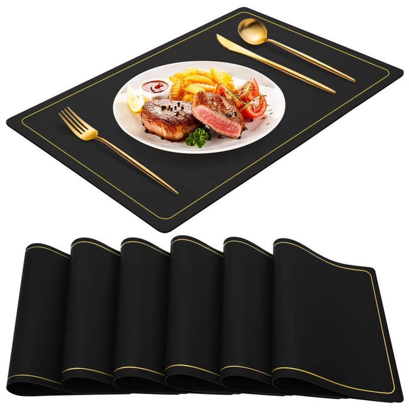 Palshiv Leather Placemats Set of 2 Waterproof Wipeable Washable Indoor Placemats for Dining Table Home Kitchen Dinner Elegant Rectangle Placemats Easy Clean Table Mats Size 45x30 cm - Image 2